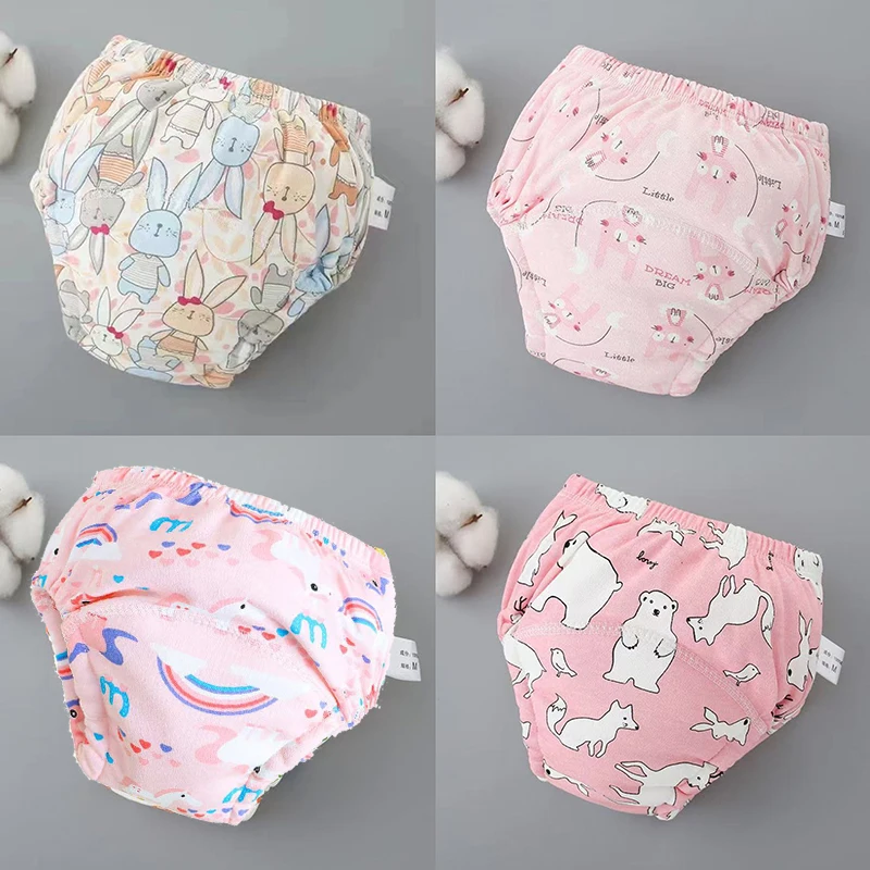 4PCS Baby Waterproof Diapers Pee Shorts Underwears Reusable Soft Ecological Cotton Toddler Potty Training Pants For Boys Girls - B05 15