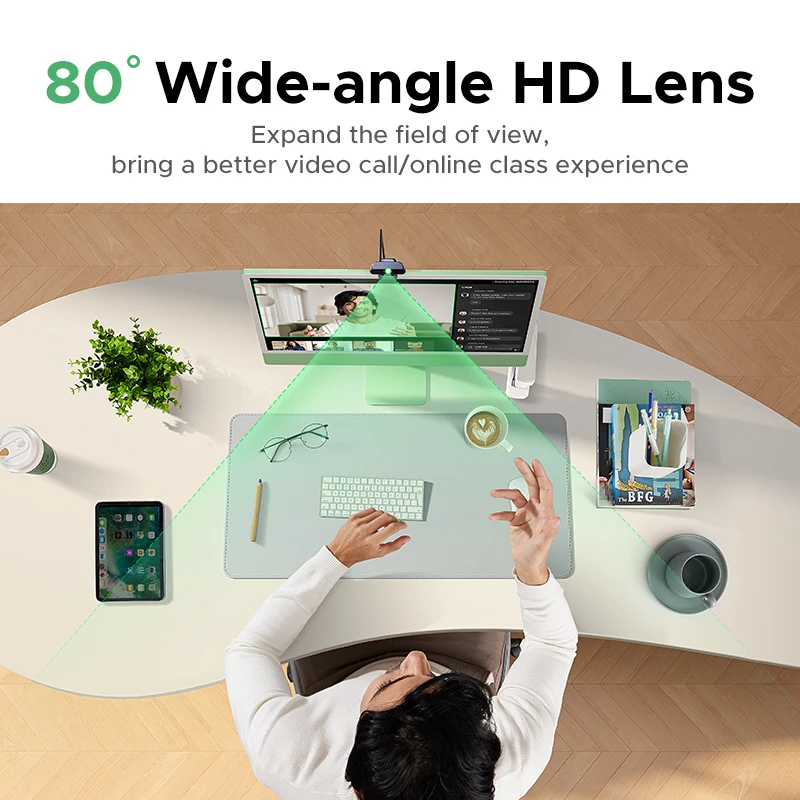 【RU】 UGREEN 2K Web cam with Microphone, Full HD 2K, Auto Light Correction, Video Webcam for Streaming 6