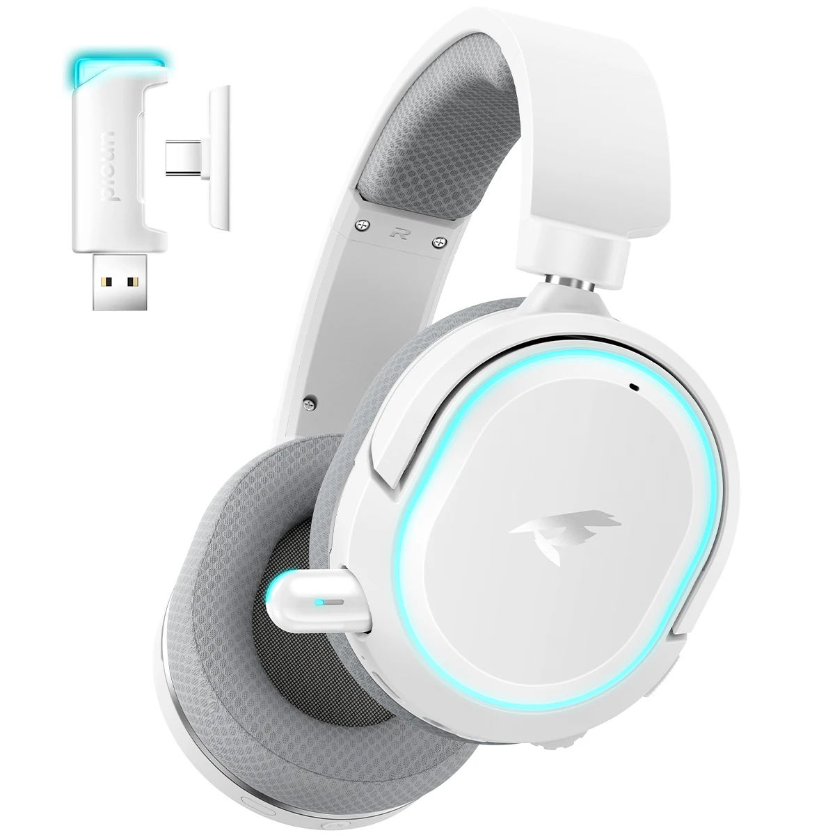 Picun G2 2.4G Wireless Gaming Headset Bluetooth Headphones 5ms Low Latency 7.1 Surround ENC Mic For PC PS4 PS5 Phone Switch – White 9