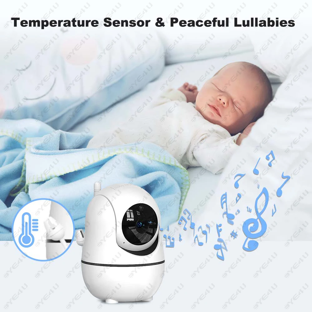 5 Inch Video Baby Monitor With Camera PTZ Zoom Babyphone Cam Security Protection Surveillance Cameras Temperature Sensor Lullaby 4
