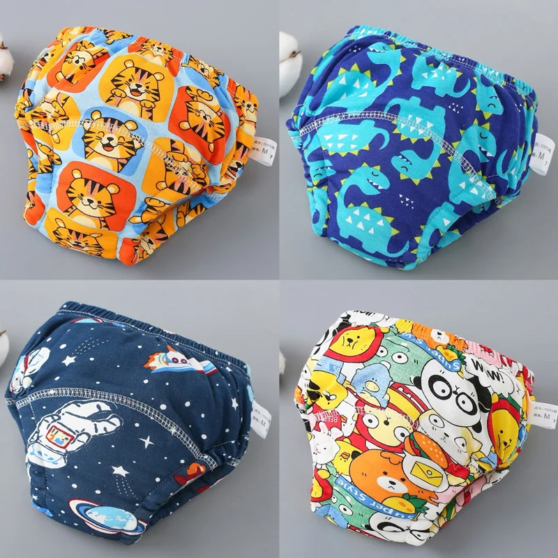 4PCS Baby Waterproof Diapers Pee Shorts Underwears Reusable Soft Ecological Cotton Toddler Potty Training Pants For Boys Girls - B03 19