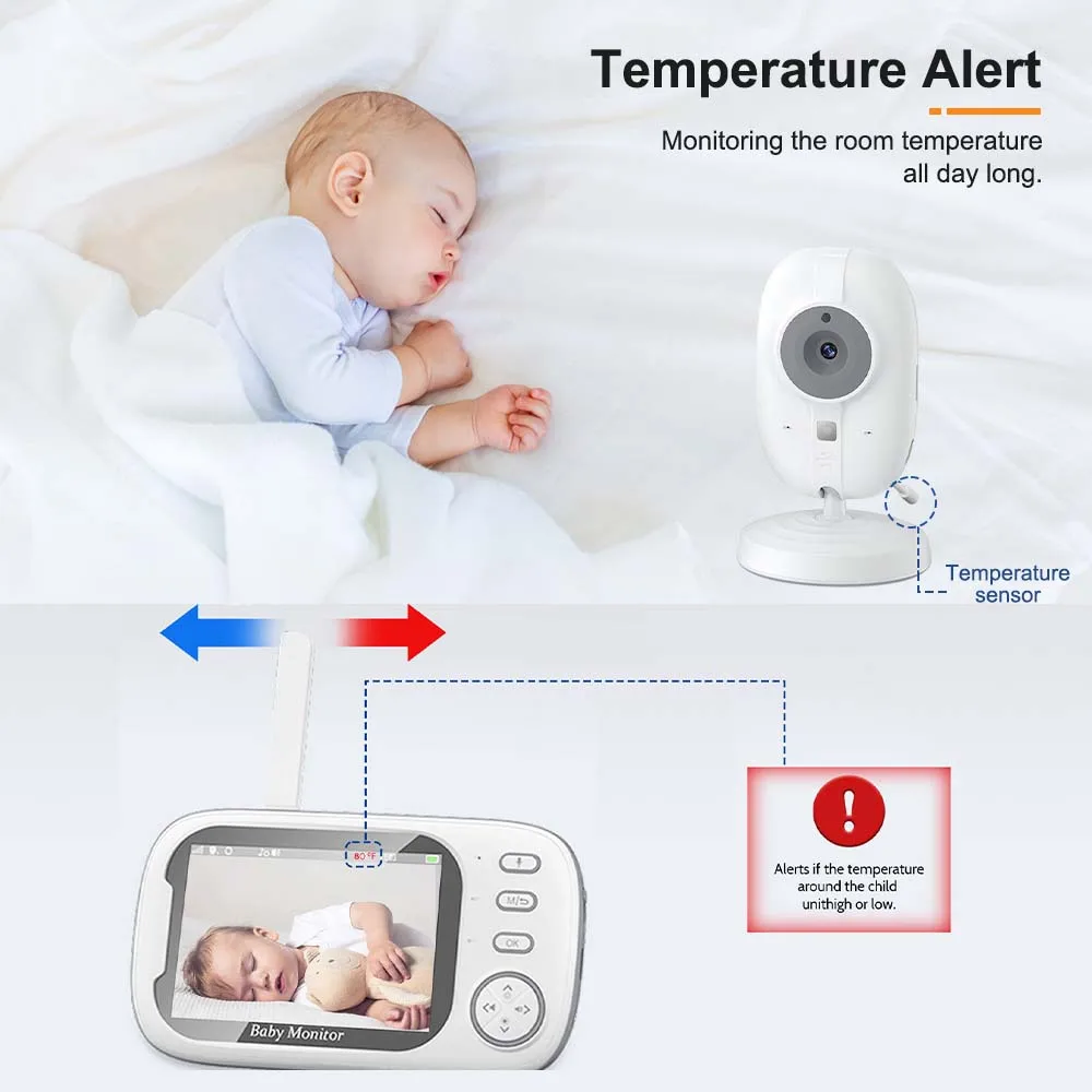 New 3.5” Video Baby Monitor Night Vision Security Cam 2.4G Mother Kid 2 Way Audio Talk Video Surveillance Cam With Temperature 7