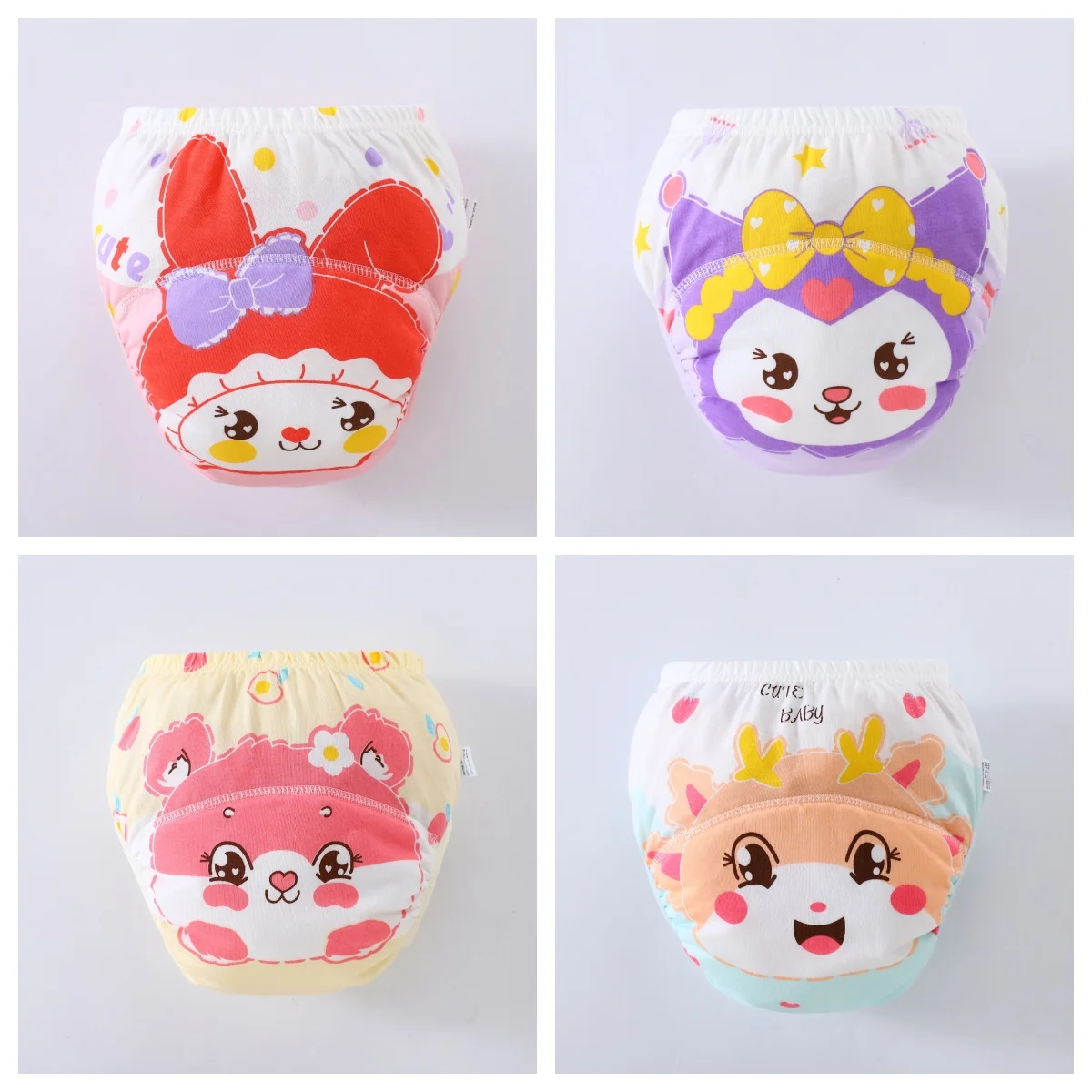 4PCS Baby Waterproof Diapers Pee Shorts Underwears Reusable Soft Ecological Cotton Toddler Potty Training Pants For Boys Girls - Q04 4