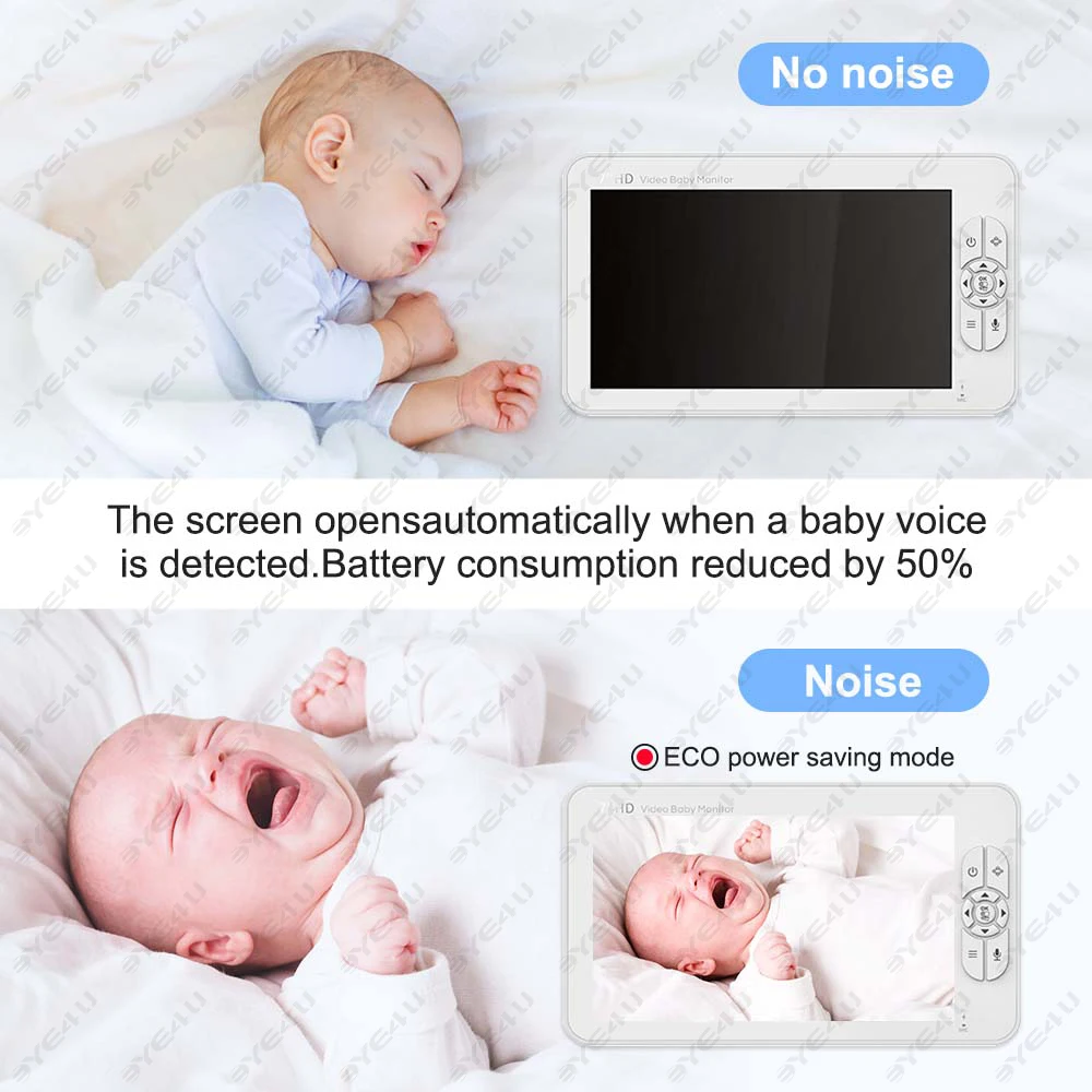 5 Inch Video Baby Monitor With Camera PTZ Zoom Babyphone Cam Security Protection Surveillance Cameras Temperature Sensor Lullaby 7