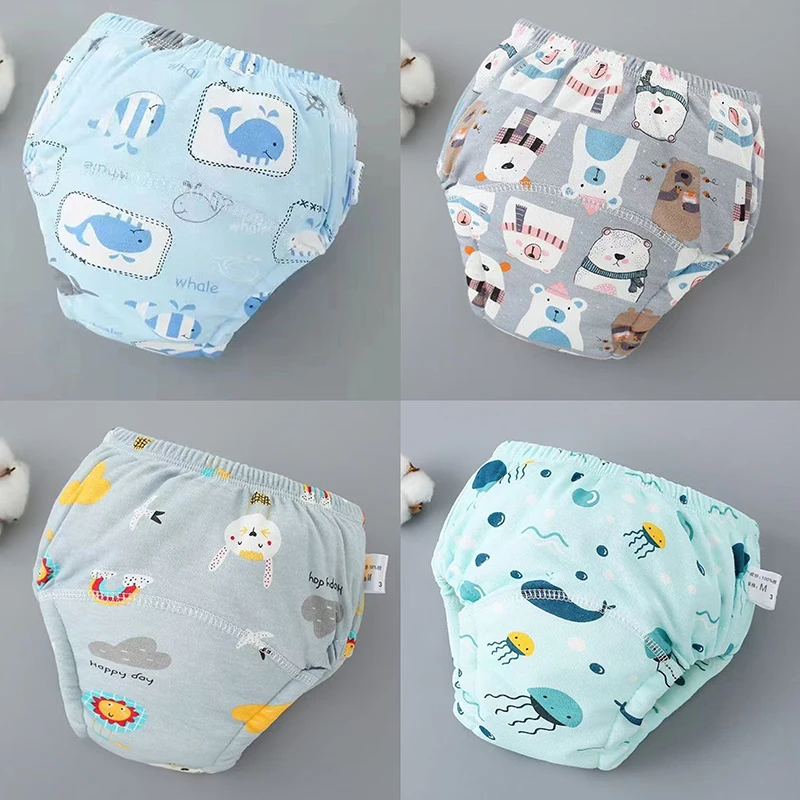 4PCS Baby Waterproof Diapers Pee Shorts Underwears Reusable Soft Ecological Cotton Toddler Potty Training Pants For Boys Girls - B04 11