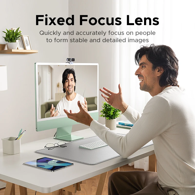 【RU】 UGREEN 2K Web cam with Microphone, Full HD 2K, Auto Light Correction, Video Webcam for Streaming 5