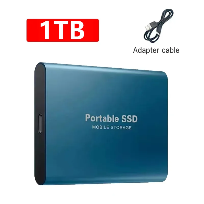 External Hard Drive 1TB Portable SSD 2TB External Solid State Drive USB 3.1/Type-C Hard Disk High-Speed Storage for PC/Mac/Phone – Blue 1TB 15